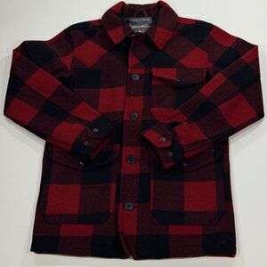 Eddie Bauer Men's Small Bulman Creek Forester Red Black Wool Shirt Jacket
